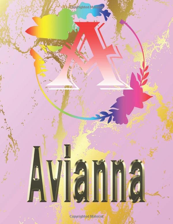 Avianna: Personalized Name Sketchbook.Monogram Initial Letter A Journal. Avianna Cute Sketchbook on Pink Marble Cover , Blank Paper 8.5 x 11 ,Great ... Sketching, Crayon Coloring and colored pencil