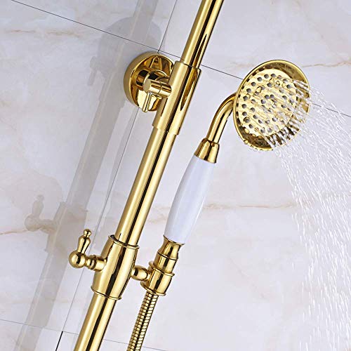 Système de douche à LED anti-brûlure, grand pommeau pluie doré