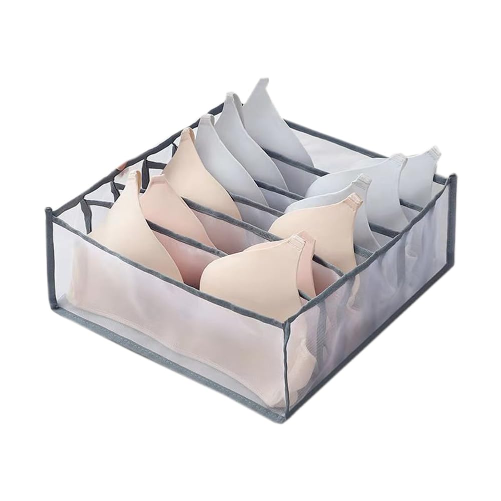 CTRLZS Underwear Bra Socks Organizer Storage, Washable Foldable Drawer Clothes Organizer (Gray-6 Grids)