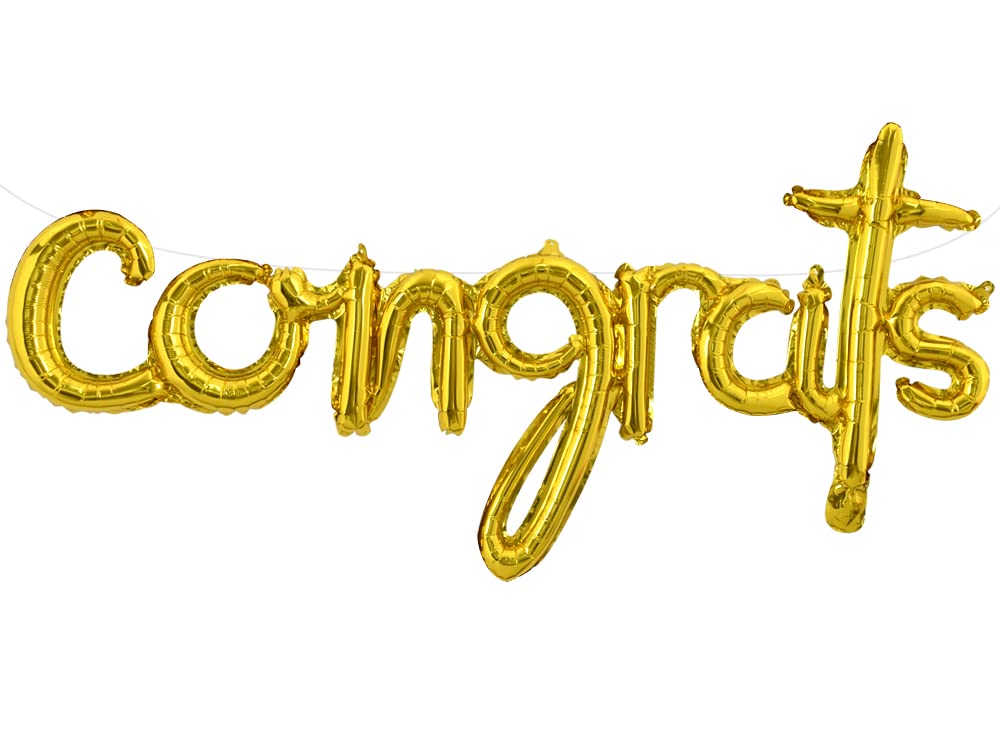 Photo 1 of TONIFUL Congrats Balloons - 45 Inch Gold Congrats Foil Balloons Banner Reusable Material for 2026 Graduation Party Graduate Congratulations Class of 2026 Congrats Grad Decorations Supplies