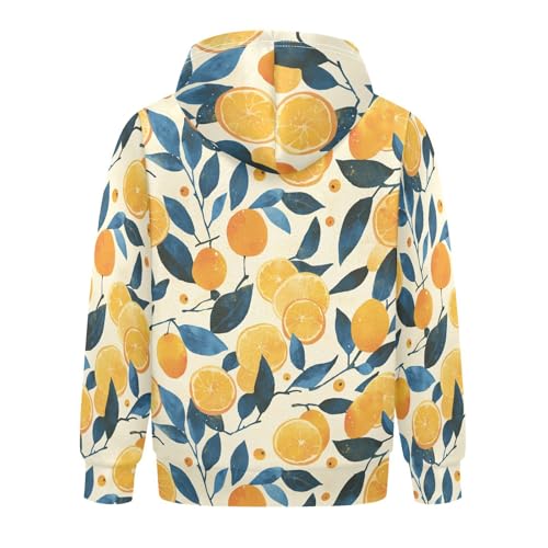 Floral Pattern Orange Fruits Kids Boys Girls Sweatshirts Fashion Pullover Hoodies with Kangaroo Pocket2