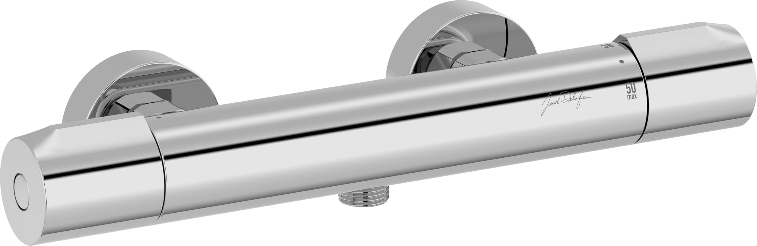 JACOB DELAFON Grifo Termostático de Ducha Grifería Monomando Termostática Mural con Limitador de Caudal Sensitivo Ahorro de Agua Máxima Seguridad Latón Cromado MÉTRO E24394-CP