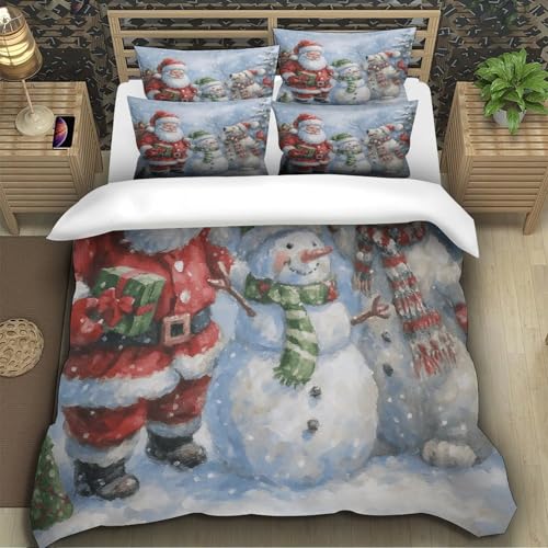 Housse de couette Noël 3D avec fermeture éclair cachée lavable en machine - 4