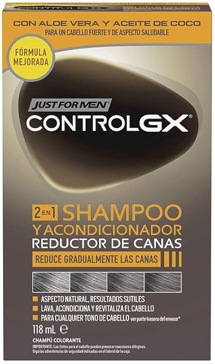 Just For Men Control GX Champú y Acondicionador para Canas Hombre, 118ml