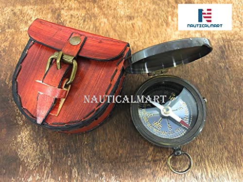 Brújula Náutica Vintage con Grabado Poema y Funda de Cuero miniatura 6