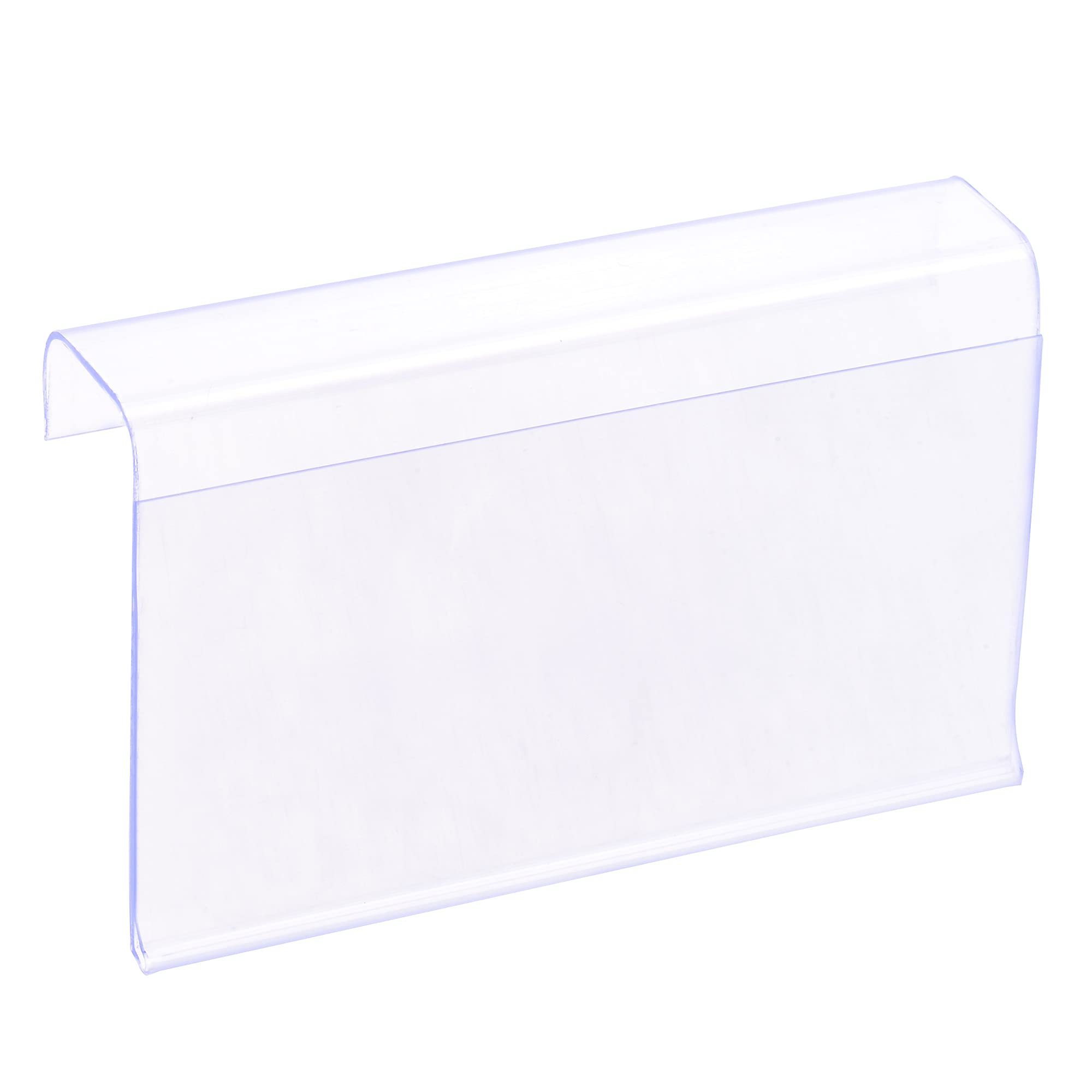 sourcing map Portaetiquetas Porta Precio Soporte de Etiquetas L Forma 80x60mm Transparente Plástico para Alambre Estante, Paquete de 30