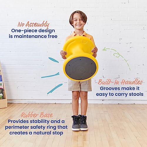 Image of ECR4Kids Twist Active Wobble Stool, 14in Seat Height, Classroom Furniture, Yellow