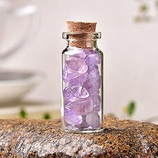 Botella de deseos de cristal Natural, piedra decorativa for el hogar, piedras pulidas naturales, botella a la deriva de la suerte, regalo de cumpleaños, 1 ud. decoración de la habitación ( Color : Lil
