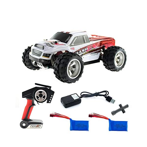 efaso WL Toys A979-B + Zusatzakku - schneller RC Monstertruck 70 km/h schnell, wendig, voll digital proportional - 2.4 GHz RC Auto mit Allradantrieb - Maßstab 1:18, hoher Fun Faktor
