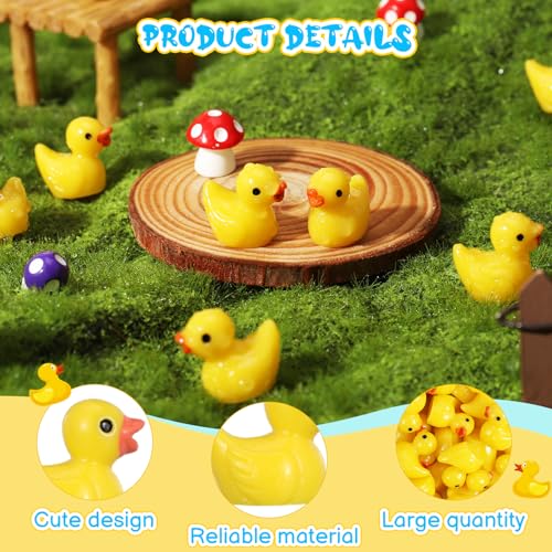 Halinuia 100 Stück Mini Harz Enten, Mini Resin Duck Kleine Figuren Mini Enten Figuren Kleine Ente Miniatur Figuren Niedliche Ente Dekoration für DIY Aquarium Garten Landschaft Puppenhäuser