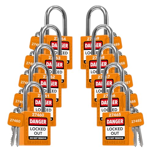 TRADESAFE Lockout Tagout Locks Set &ndash; 10 Orange Locks