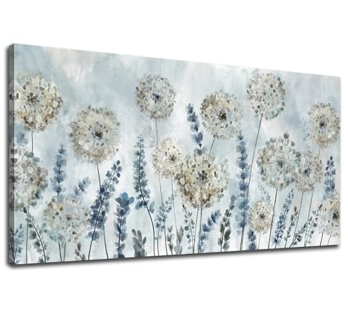 Image of VEAEE Farmhouse Canvas Wall Art - Flowers Dandelion Wall Pictures,Living Room Decor,Nature Artwork Prints Abstract Grass Paintings for Bedroom Home Office Decoration 29 inchx58 inch