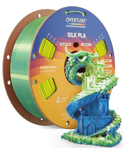 Image of OVERTURE Silk PLA Dual Color Filament 1.75mm, Silk Blue-Yellow