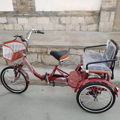 Triciclo plegable para adultos, 3 ruedas, con asiento trasero y frenos miniatura 1