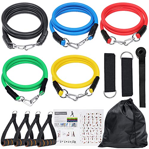 OWUDE Juego de Bandas de Resistencia con Bolsa de Transporte para Entrenamientos en casa, Entrenamientos en el Gimnasio, Entrenamientos de Resistencia y Yoga