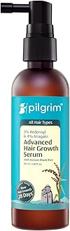 Pilgrim Advanced Hair Growth Serum with Redensyl 3%, Anagain 4% & Baicapil | Hair Fall Control & Regrowth | Korean Black Rice | For Men & Women, 3.38 Fl Oz (100ml)