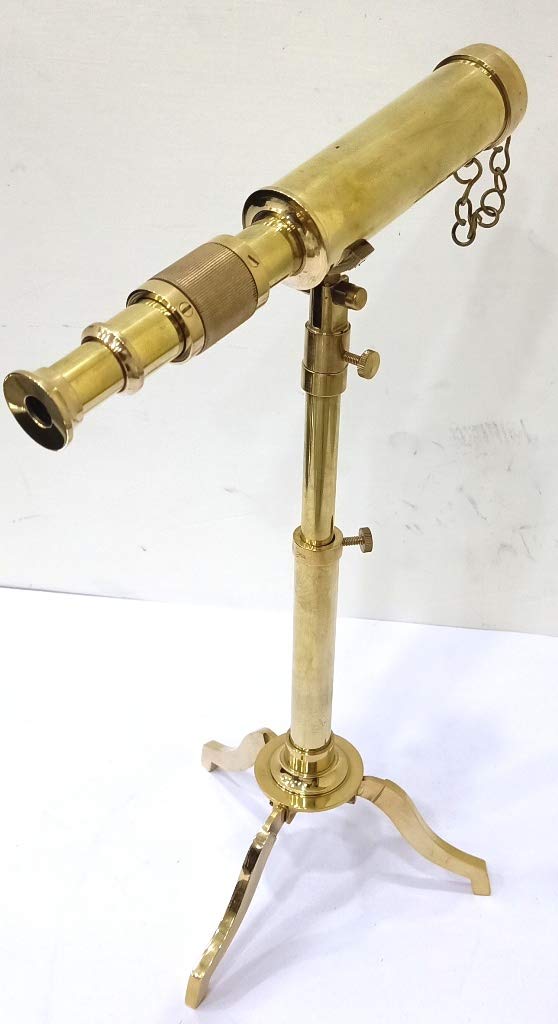 Vintage Messing-Teleskop auf Stativständer – Antiker Desktop & nautisches Spyglass für Heimdekoration und Outdoor-Abenteuer