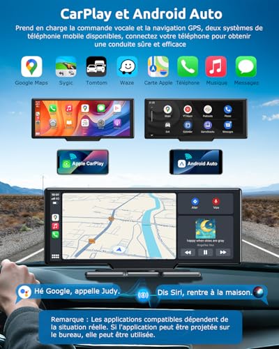 ESSGOO CarPlay sans Fil et Android Auto Écran Tactile 10,26 Pouces IPS Caméra 4K 1080P Bluetooth 5.3 GPS FM