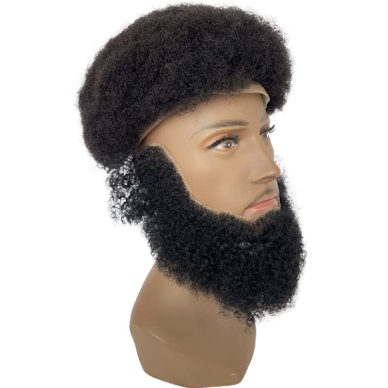 Miniatura 6 de Cabello humano rizado afro, bigote para hombres negros americanos, base de encaje de maquillaje realista, sistema de reemplazo de 12 x 3 pulgadas