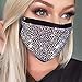 Produktbild IYOU Funkeln Kristall Mundabdeckung Wiederverwendbare schwarze Gesichtsmasken Bling Strass Maskerade Gesichtsabdeckung Halloween Genie Kostüm Sparkly Decoration Schmuck für Frauen und Mädchen