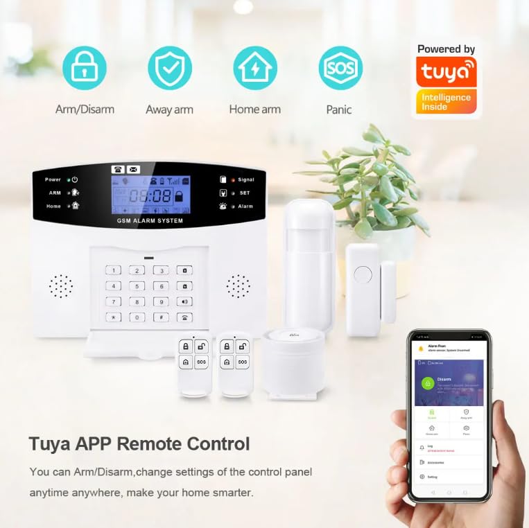 Générique Système d'alarme Domestique PST Tuya GSM WiFi – Accessoires : Application, SOS et Bouton de Panique