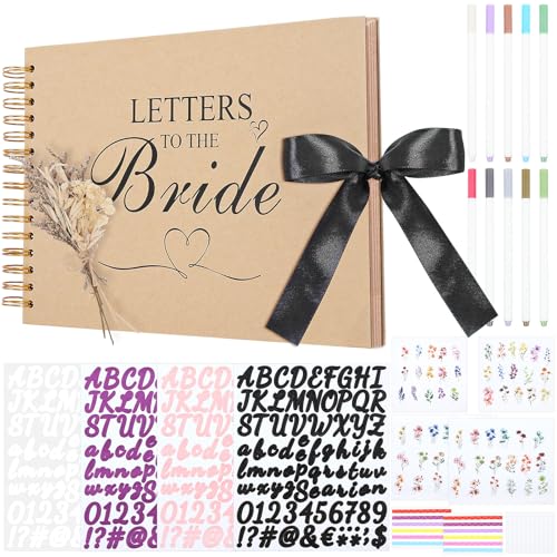 Álbum de recortes para bodas 'Cartas a la novia', libro de recuerdos, álbum fotográfico DIY con bolígrafos, cintas, flores y pegatinas, 40 páginas, tapa dura, para amante, amigo o niño miniatura 1