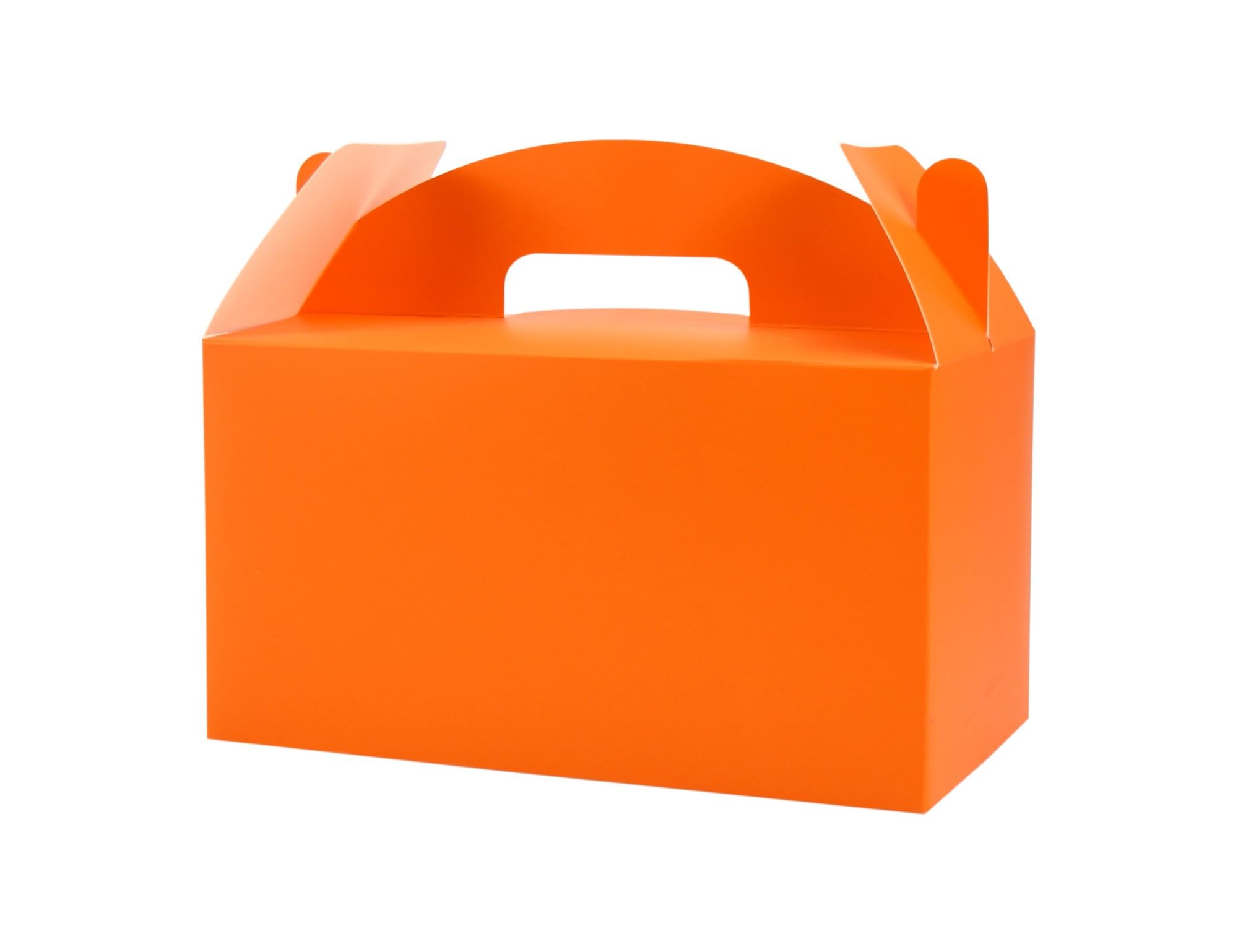 Papertide Orange Gable Box with Handles, 30 Pack 13x24x13cm Sturdy Colorful Cardstock treat Boxes for Christmas Birthday Party Favors, Premium Presentation Boxes with Lids