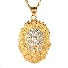 PAURO Stainless Steel Vintage Golden Lion Head Pendant with Zirconia Necklace Without Gold Chain for Punk Mens Engagement #3