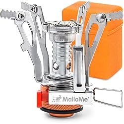 MalloMe Backpacking Stove - Portable Camping Stove - Small Backpack Camp Single Burner for Propane Butane Isobutane Fuel Canister - Mini Pocket Rocket Jet Boiler for Hiking & Gas Cooking
