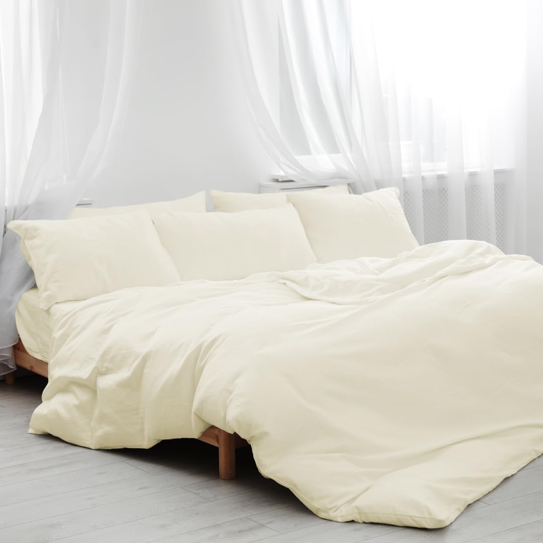 Blue Dahlia Ultrafine Cotton Solid Duvet Cover for Double/King Size Bed Includes 1 Duvet Cover |SA 8000, Oeko TEX Certified | Premium Luxury Duvet Covers (Double,Ivory)