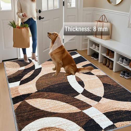 Tapis géométrique lavable en machine résistant aux taches 200x260cm salon - 4