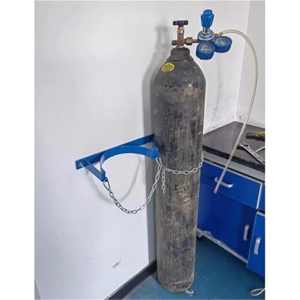 Soporte de pared para cilindro de gas, soporte de tanque de acero resistente para botellas pequeñas de propano y oxígeno, soporte de cilindro fijo con cadena protectora