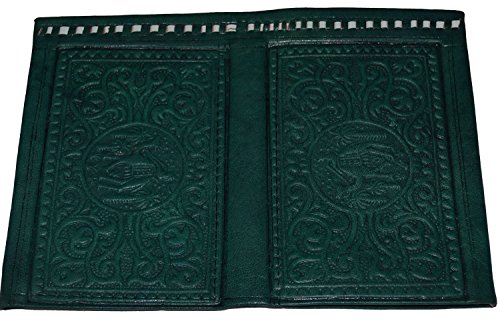 Treasures Of Morocco Handmade Moroccan By-fold Leather Wallet Large Vintage Exquisite Handy Dark green2
