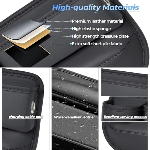 2-Pack Car Seat Gap Filler Organizer with Cup Holder - Premium Leather - Universal Fit - Keeps Cans/Phone/Keys/Wallets Organized(Black) - Image 6