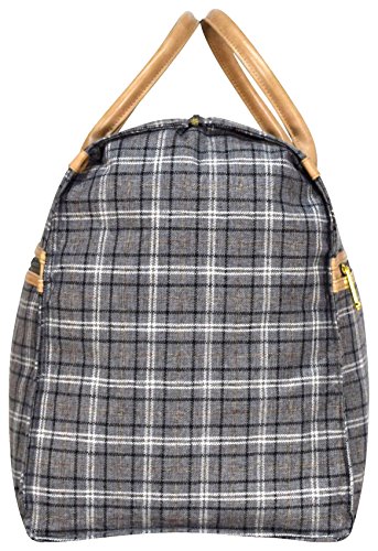 Nicole Miller New York Designer Travel Duffel Handbag Collection - Oversized 22 Inch Carry On for Women - Weekender Overnight Shoulder Tote Box Bag (Rosalie Silver)