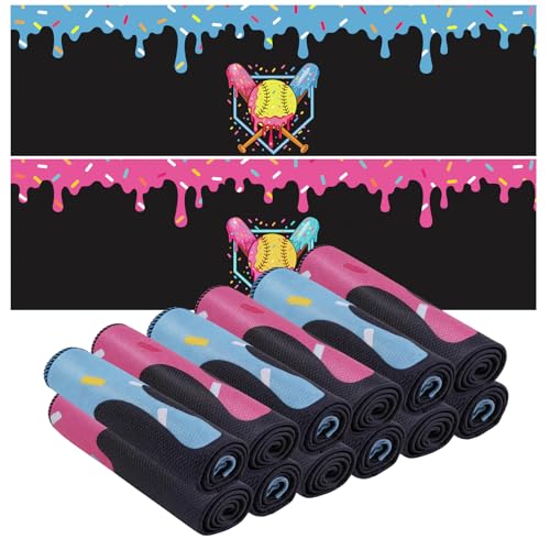 Xihaian 12 Pack Softball Cooling Towels Ice Cream Drip Design 40x12 Sweat Absorbent Quick Dry Sports Towels for Coach & Team Gifts Youth Gym Beach Pool & Hot Weather Party Favors (Black)