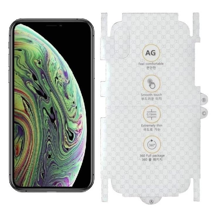 Image of MACLEN Matte Finish Full Body Cover Back Protector Compatible with iPhone X, XS | Unbreakable Membrane Scratch Guard Full Fit Protective, Case Friendly, (Back & Side) (Pack of 1)