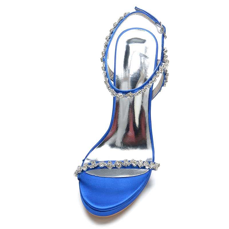 TarfiC Women’s Wedding for Bride Evening Shoes Rhinestones Comfortable Buckle Pumps Satin Prom Party Dress Shoes3
