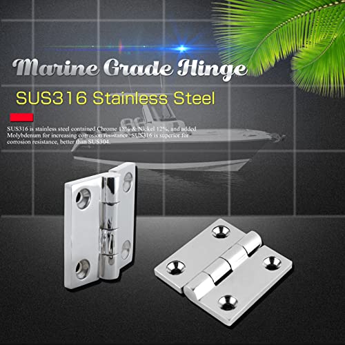 9Tong Heavy Duty Boat Hinge Strap Mirror Polished Marine Hinges Mount Hardware Hatch Stainless Hinge Door Corrosion Resistance SUS316 1.97 inch x 1.97 inch 2pcs - Image 2