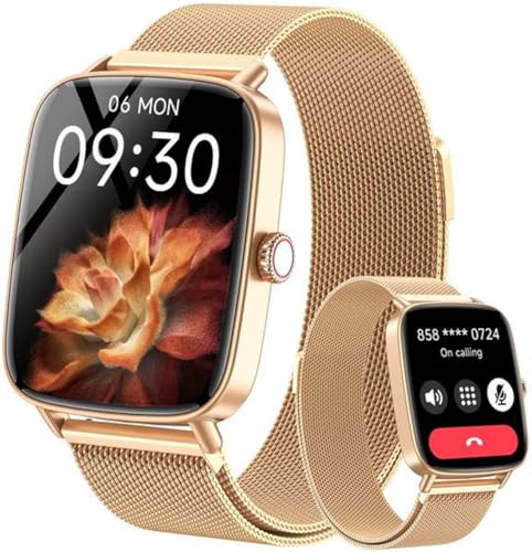 Gydom Smartwatch Damen mit Telefonfunktion 1.85" HD Metall Fitnessuhr Fitness Tracker Herzfrequenz/SpO2/Schlaf/IP68 Wasserdicht Sportuhr Schrittzähler Uhr für Android iOS Roségold