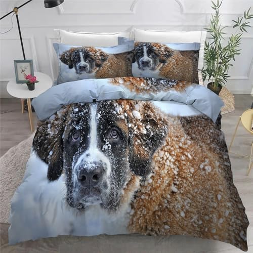 Housse de couette chien Saint-Bernard 3 pièces en microfibre douce zippée - 6
