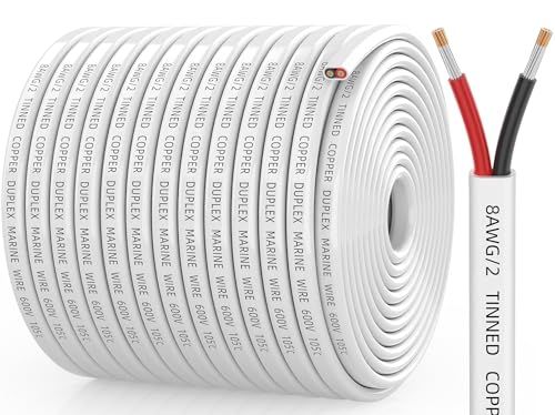 CONEPY 8 Gauge Marine Wire, 8 Gauge Wire Duplex Marine Grade Cable, 200FT