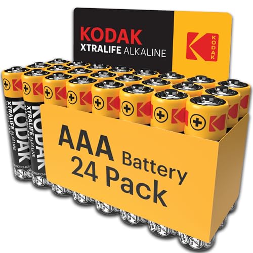 KODAK Xtralife AAA Batteries (24 Pack) Alkaline Battery Pack, 1.5V (Triple A) Batteries with 109%...