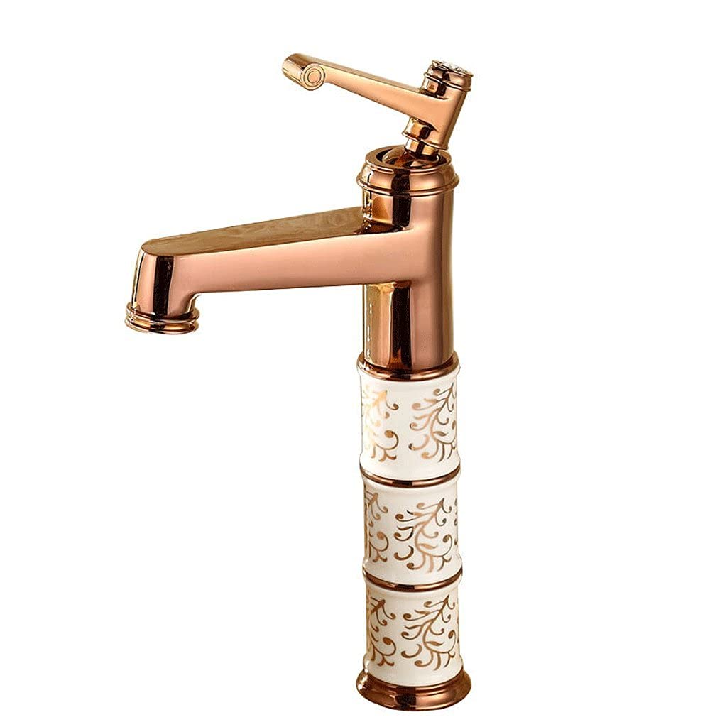 SBCGFY Kitchen Tap Vintage Brass Bathroom Sink Mixer Taps Tall, Antique Brass Vessel Faucet