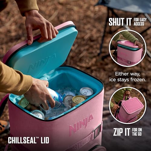 Image of Ninja FrostVault Go Can Soft Cooler, 24 /36 Can, Leak Proof, Built-In Cup Holder, 2 Ice Packs & Dry Storage Drawer, Polyester Insulation, Hiking, Camping, Picnic