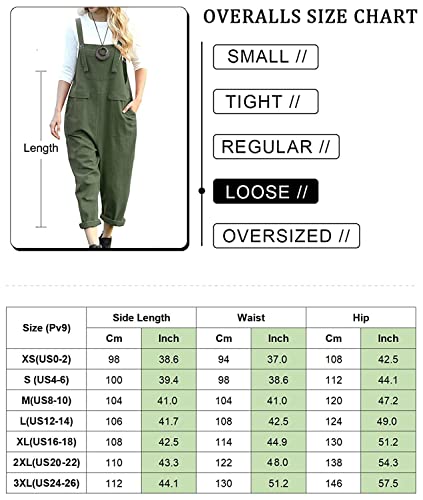 Yesno Women Long Casual Loose Bib Pants Overalls Baggy Rompers Jumpsuits With Pockets Pv9 (L Pv9 Black) #TOP4