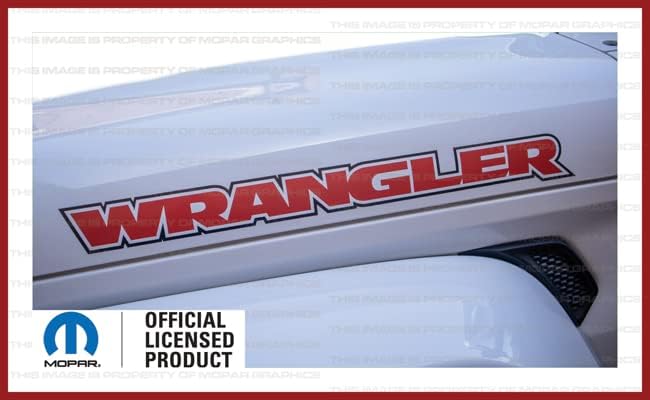 Miniatura 5 de Decal Mods Wrangler - Calcomanías gráficas para capó para Jeep Wrangler JK y JL (2007-2022), rojo blanco con contorno negro (juego de 2)  FJ6D1