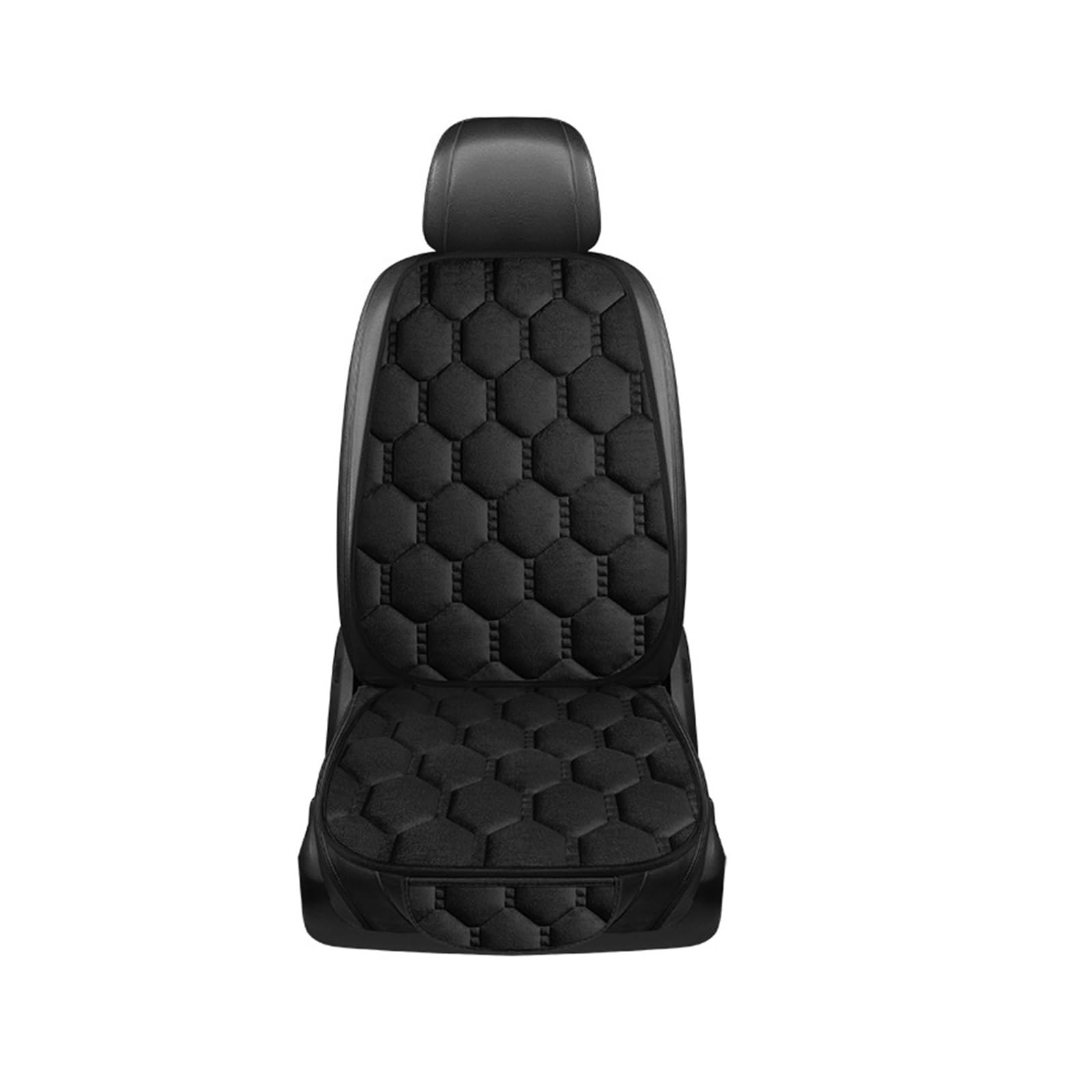 EDXNCVVM Winter Warm And Thick Velvet Car Chair Cushion Four Seasons Universal Single Chair Small Three Piece Plush Warm Five Chair Anti Sli(Black)