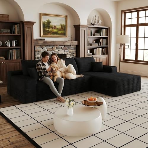 Image of 107 inch Cloud Sectional Sofa Boneless Couches with Chase