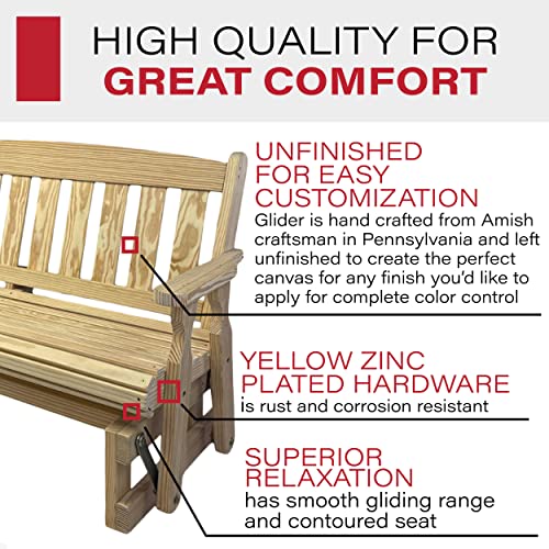 Caf Amish Heavy Duty 800 Lb Mission Pressure Treated Porch Glider (4 Foot, Unfinished) #TOP2